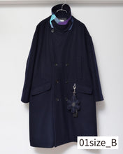 画像をギャラリービューアに読み込む, Flower charm pea coat / wool melton × sport