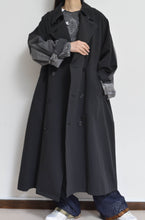 Load image into Gallery viewer, DENIM SLEEVE TRENCH COAT/BLK/02