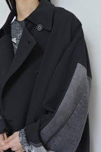 Load image into Gallery viewer, DENIM SLEEVE TRENCH COAT/BLK/02