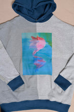 Load image into Gallery viewer, TWO-TONE HOODIE_BLUE/GREEN print/02 size