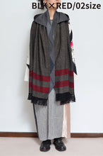 Load image into Gallery viewer, tsutae SHAWL HOODIE_LINE / RED×BLK