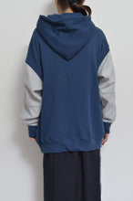 Load image into Gallery viewer, TWO-TONE HOODIE_BLUE/GREEN print/02 size