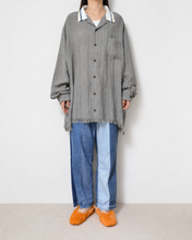 이미지를 갤러리 뷰어에 로드 , Tablecloth collar fringe shirt / linen herringbone_A