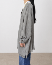이미지를 갤러리 뷰어에 로드 , Tablecloth collar fringe shirt / linen herringbone_A