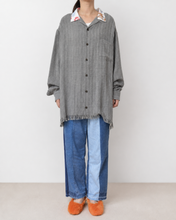 이미지를 갤러리 뷰어에 로드 , Tablecloth collar fringe shirt / linen herringbone_B