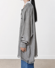 이미지를 갤러리 뷰어에 로드 , Tablecloth collar fringe shirt / linen herringbone_B