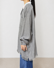 이미지를 갤러리 뷰어에 로드 , Tablecloth collar fringe shirt / linen herringbone_C