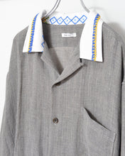 이미지를 갤러리 뷰어에 로드 , Tablecloth collar fringe shirt / linen herringbone_A
