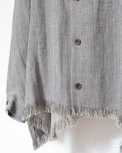 이미지를 갤러리 뷰어에 로드 , Tablecloth collar fringe shirt / linen herringbone_A