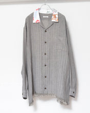 이미지를 갤러리 뷰어에 로드 , Tablecloth collar fringe shirt / linen herringbone_B