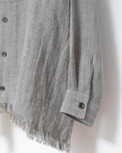 이미지를 갤러리 뷰어에 로드 , Tablecloth collar fringe shirt / linen herringbone_B