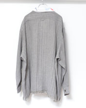 이미지를 갤러리 뷰어에 로드 , Tablecloth collar fringe shirt / linen herringbone_B