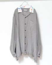 이미지를 갤러리 뷰어에 로드 , Tablecloth collar fringe shirt / linen herringbone_C