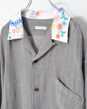 이미지를 갤러리 뷰어에 로드 , Tablecloth collar fringe shirt / linen herringbone_C