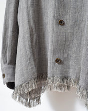 이미지를 갤러리 뷰어에 로드 , Tablecloth collar fringe shirt / linen herringbone_C