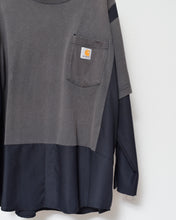 Load image into Gallery viewer, Fake layered T-shirt / BLACK_E
