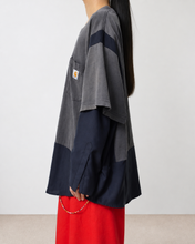 Load image into Gallery viewer, Fake layered T-shirt / BLACK_E