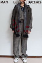 Load image into Gallery viewer, tsutae SHAWL HOODIE_LINE / RED×BLK