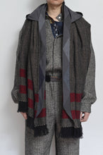 Load image into Gallery viewer, tsutae SHAWL HOODIE_LINE / RED×BLK