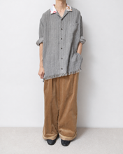 이미지를 갤러리 뷰어에 로드 , Tablecloth collar fringe shirt / linen herringbone_B