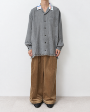 이미지를 갤러리 뷰어에 로드 , Tablecloth collar fringe shirt / linen herringbone_C