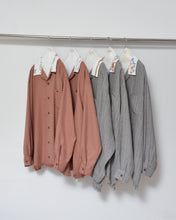 이미지를 갤러리 뷰어에 로드 , Tablecloth collar fringe shirt / linen herringbone_A