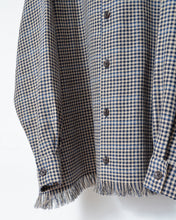 이미지를 갤러리 뷰어에 로드 , Table Cloth Collar Check Fringe Shirt