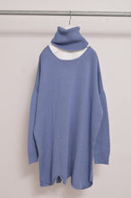 Load image into Gallery viewer, RIPPLE WAVE HEM KNIT P/O w/NECK PARTS_S.BLU