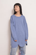 Load image into Gallery viewer, RIPPLE WAVE HEM KNIT P/O w/NECK PARTS_S.BLU