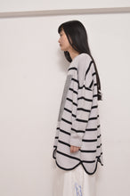 画像をギャラリービューアに読み込む, RIPPLE WAVE HEM KNIT P/O w/NECK PARTS(BORDER)