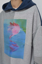 画像をギャラリービューアに読み込む, your right things/BONUS TRUCK出品中12/7まで:TWO-TONE HOODIE_BLUE/GREEN print/02 size
