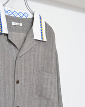 이미지를 갤러리 뷰어에 로드 , Tablecloth collar fringe shirt / linen herringbone_A
