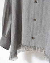 이미지를 갤러리 뷰어에 로드 , Tablecloth collar fringe shirt / linen herringbone_B
