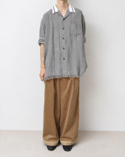 이미지를 갤러리 뷰어에 로드 , Tablecloth collar fringe shirt / linen herringbone_A
