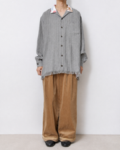 이미지를 갤러리 뷰어에 로드 , Tablecloth collar fringe shirt / linen herringbone_B
