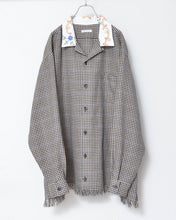 이미지를 갤러리 뷰어에 로드 , Table Cloth Collar Check Fringe Shirt
